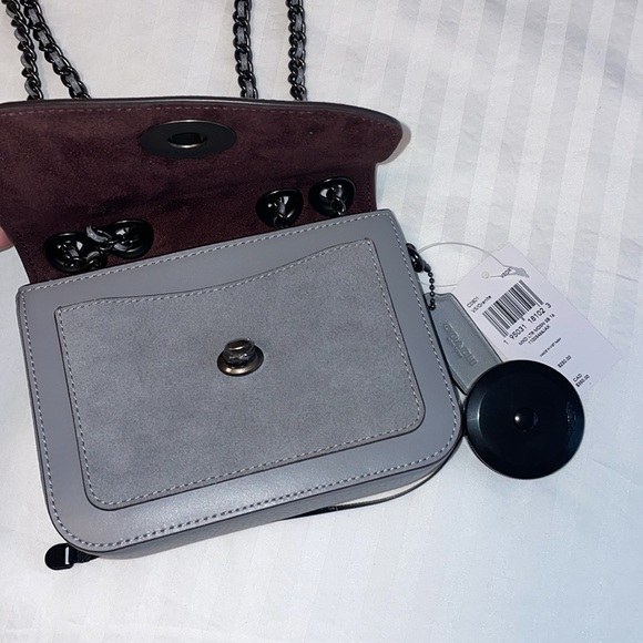 Gray Mini Coach Shoulder Bag with Adjustable Chain Strap - Picture 3 of 9